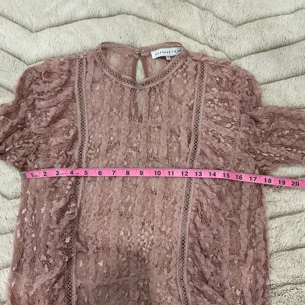 NWOT Endless Rose Pink Lace Long Sleeve Top - Picture 8 of 8